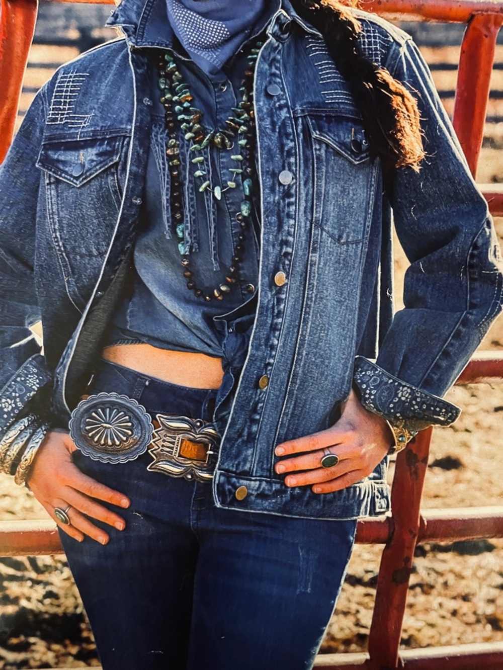 Tasha Polizzi Blue Denim Jacket with Contrast Stitching